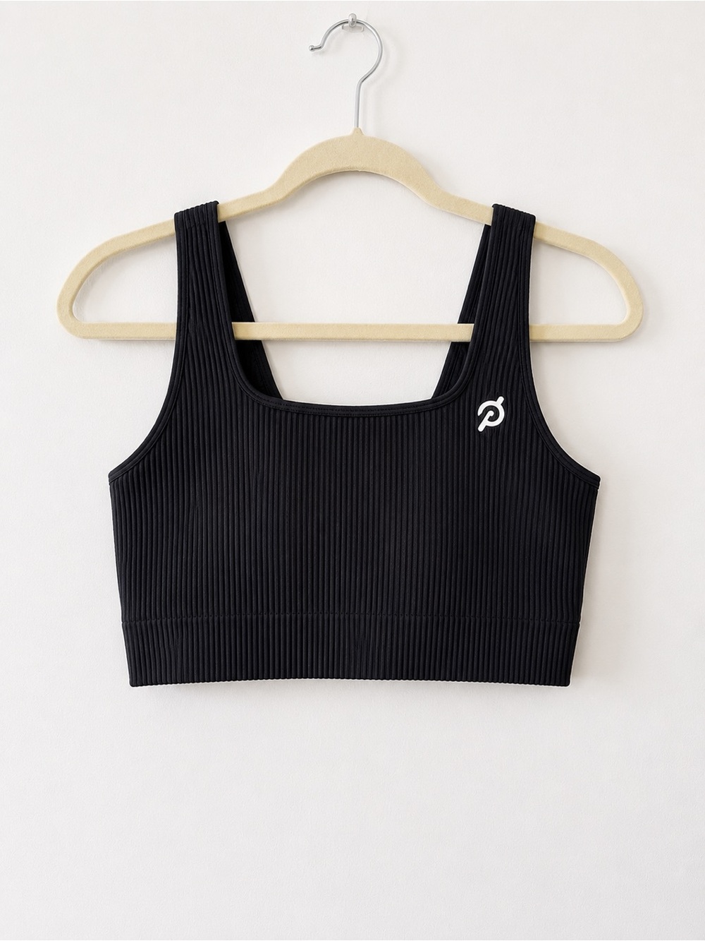 Peloton Black Ribbed Workout Sports Bra